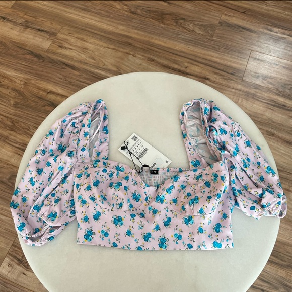 Zara Floral Corset Crop Top new with tags - Picture 3 of 7